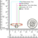14K Gold 0.87ct Art Deco Oval 7mmx5mm G SI Diamond Engagement Wedding Ring