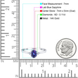 14K Gold 0.87ct Art Deco Oval 7mmx5mm G SI Diamond Engagement Wedding Ring