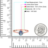 14K Gold 0.87ct Art Deco Oval 7mmx5mm G SI Diamond Engagement Wedding Ring