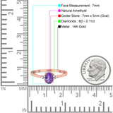 14K Gold 0.87ct Art Deco Oval 7mmx5mm G SI Diamond Engagement Wedding Ring
