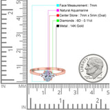 14K Gold 0.87ct Art Deco Oval 7mmx5mm G SI Diamond Engagement Wedding Ring