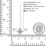 14K Gold 0.87ct Art Deco Oval 7mmx5mm G SI Diamond Engagement Wedding Ring