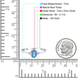 14K Gold 0.87ct Art Deco Oval 7mmx5mm G SI Diamond Engagement Wedding Ring