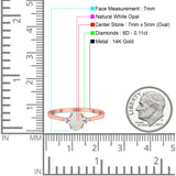 14K Gold 0.87ct Art Deco Oval 7mmx5mm G SI Diamond Engagement Wedding Ring