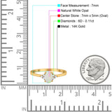 14K Gold 0.87ct Art Deco Oval 7mmx5mm G SI Diamond Engagement Wedding Ring