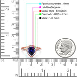14K Gold 1.48ct Teardrop Pear 8mmx6mm G SI Diamond Engagement Wedding Ring