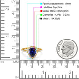14K Gold 1.48ct Teardrop Pear 8mmx6mm G SI Diamond Engagement Wedding Ring