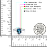 14K Gold 1.48ct Teardrop Pear 8mmx6mm G SI Diamond Engagement Wedding Ring