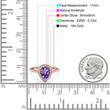 14K Gold 1.48ct Teardrop Pear 8mmx6mm G SI Diamond Engagement Wedding Ring