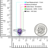 14K Gold 1.48ct Teardrop Pear 8mmx6mm G SI Diamond Engagement Wedding Ring