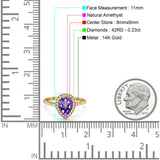 14K Gold 1.48ct Teardrop Pear 8mmx6mm G SI Diamond Engagement Wedding Ring