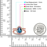 14K Gold 1.62ct Pear 8mmx6mm G SI Diamond Bridal Engagement Wedding Ring