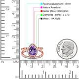 14K Gold 1.62ct Pear 8mmx6mm G SI Diamond Bridal Engagement Wedding Ring