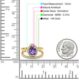 14K Gold 1.62ct Pear 8mmx6mm G SI Diamond Bridal Engagement Wedding Ring