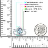 14K Gold 1.62ct Pear 8mmx6mm G SI Diamond Bridal Engagement Wedding Ring