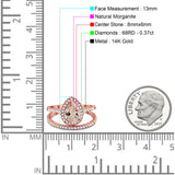 14K Gold 1.62ct Pear 8mmx6mm G SI Diamond Bridal Engagement Wedding Ring
