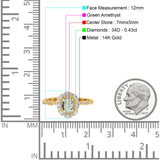 14K Gold 1.19ct Vintage Art Deco Halo Oval 7mmx5mm G SI Diamond Engagement Wedding Ring