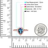 14K Gold 1.42ct Teardrop Pear Halo 8mmx6mm G SI Diamond Engagement Wedding Ring