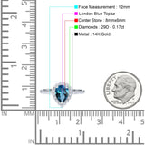 14K Gold 1.42ct Teardrop Pear Halo 8mmx6mm G SI Diamond Engagement Wedding Ring