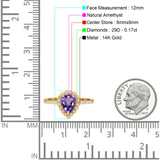 14K Gold 1.42ct Teardrop Pear Halo 8mmx6mm G SI Diamond Engagement Wedding Ring