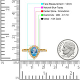 14K Gold 1.42ct Teardrop Pear Halo 8mmx6mm G SI Diamond Engagement Wedding Ring