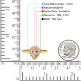 14K Gold 1.42ct Teardrop Pear Halo 8mmx6mm G SI Diamond Engagement Wedding Ring