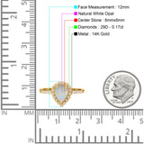 14K Gold 1.42ct Teardrop Pear Halo 8mmx6mm G SI Diamond Engagement Wedding Ring