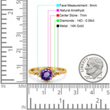 14K Gold 1.34ct Round Art Deco Fashion 7mm G SI Diamond Engagement Wedding Ring
