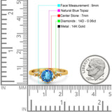 14K Gold 1.34ct Round Art Deco Fashion 7mm G SI Diamond Engagement Wedding Ring