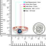 14K Gold 0.67ct Round Halo 6.5mm G SI Diamond Engagement Wedding Ring