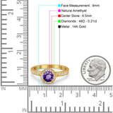14K Gold 0.67ct Round Halo 6.5mm G SI Diamond Engagement Wedding Ring