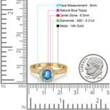 14K Gold 0.67ct Round Halo 6.5mm G SI Diamond Engagement Wedding Ring