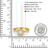 14K Gold 0.67ct Round Halo 6.5mm G SI Diamond Engagement Wedding Ring