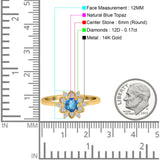 14K Gold 1.01ct Round 6mm G SI Art Deco Diamond Engagement Wedding Ring