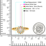 14K Gold 1.01ct Round 6mm G SI Art Deco Diamond Engagement Wedding Ring