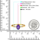 14K Gold 1.28ct Oval 8mmx6mm G SI Diamond Engagement Wedding Ring