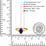 14K Gold 1.33ct Teardrop Pear 8mmx6mm G SI Diamond Engagement Wedding Ring