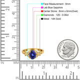 14K Gold 1.27ct Oval 8mmx6mm Butterfly Accent G SI Diamond Engagement Wedding Ring