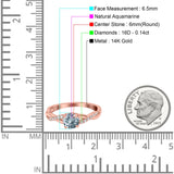 14K Gold 0.98ct Round Art Deco 6mm G SI Diamond Engagement Wedding Ring