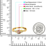 14K Gold 0.98ct Round Art Deco 6mm G SI Diamond Engagement Wedding Ring