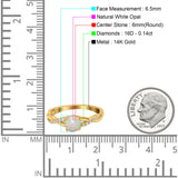 14K Gold 0.98ct Round Art Deco 6mm G SI Diamond Engagement Wedding Ring