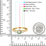 14K Gold 1.37ct Round Three Stone Vintage 6mm G SI Diamond Engagement Wedding Ring