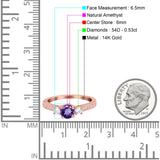 14K Gold 1.37ct Round Three Stone Vintage 6mm G SI Diamond Engagement Wedding Ring