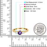 14K Gold 1.37ct Round Three Stone Vintage 6mm G SI Diamond Engagement Wedding Ring
