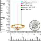 14K Gold 1.37ct Round Three Stone Vintage 6mm G SI Diamond Engagement Wedding Ring