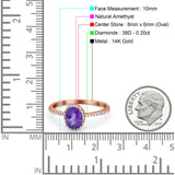 14K Gold 1.41ct Oval 8mmx6mm Fashion Accent G SI Diamond Engagement Wedding Ring