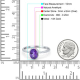 14K Gold 1.41ct Oval 8mmx6mm Fashion Accent G SI Diamond Engagement Wedding Ring