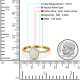 14K Gold 1.41ct Oval 8mmx6mm Fashion Accent G SI Diamond Engagement Wedding Ring