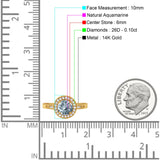 14K Gold 0.94ct Round Art Deco 6mm G SI Diamond Engagement Wedding Ring