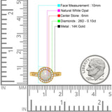 14K Gold 0.94ct Round Art Deco 6mm G SI Diamond Engagement Wedding Ring